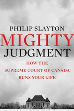 A book cover with the title of " mighty judgment ".