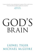 A book cover with the title god 's brain.