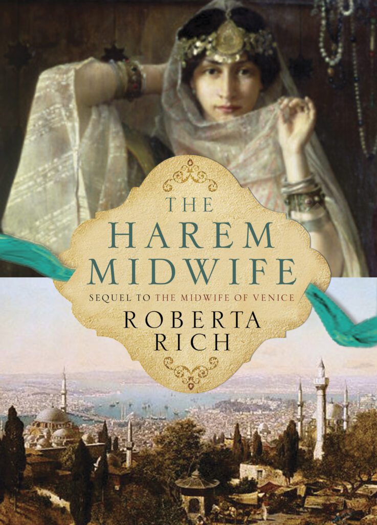 A book cover with the title of the harem midwife.